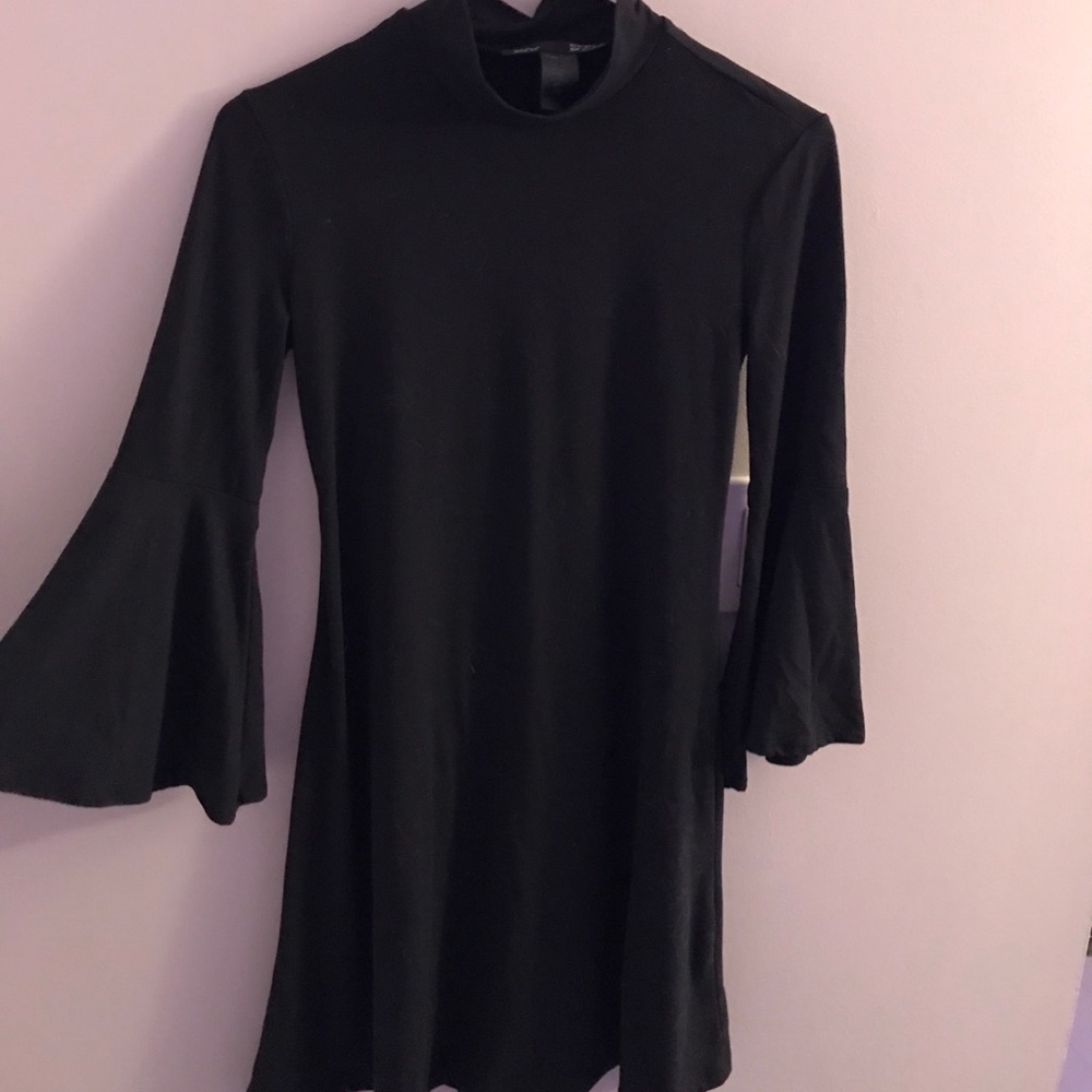 turtle neck flare sleeve dress